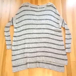 Free People L/S Striped Grey Sweater Top Sz XS